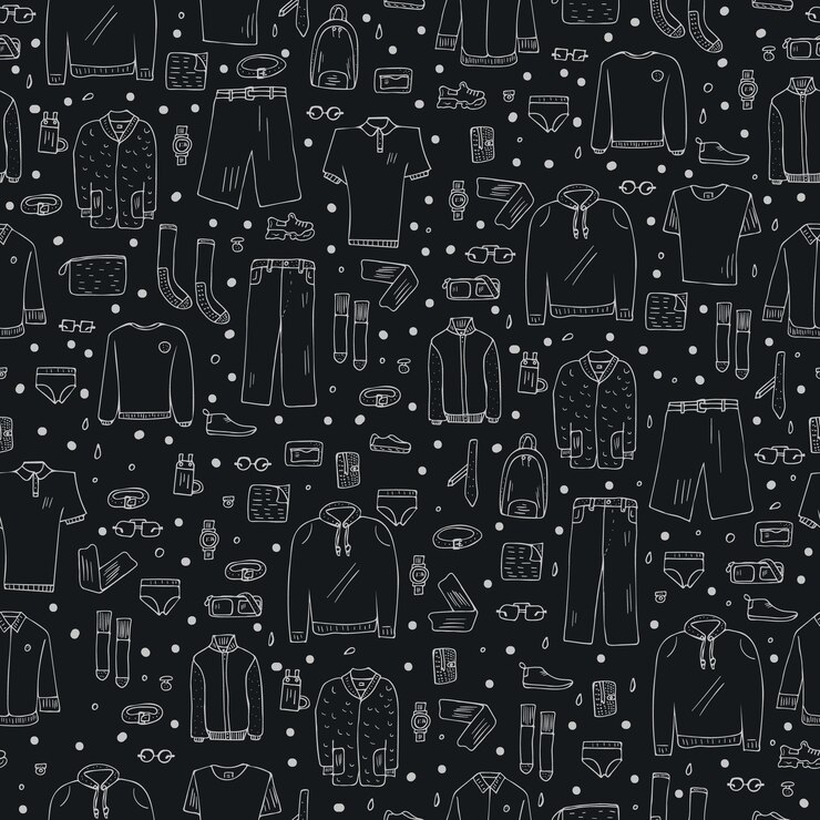 Seamless pattern of men clothes and accessories