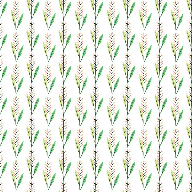 Seamless Pattern of Vibrant Floral Artwork With Green Leaves and Delicate Pink Flowers