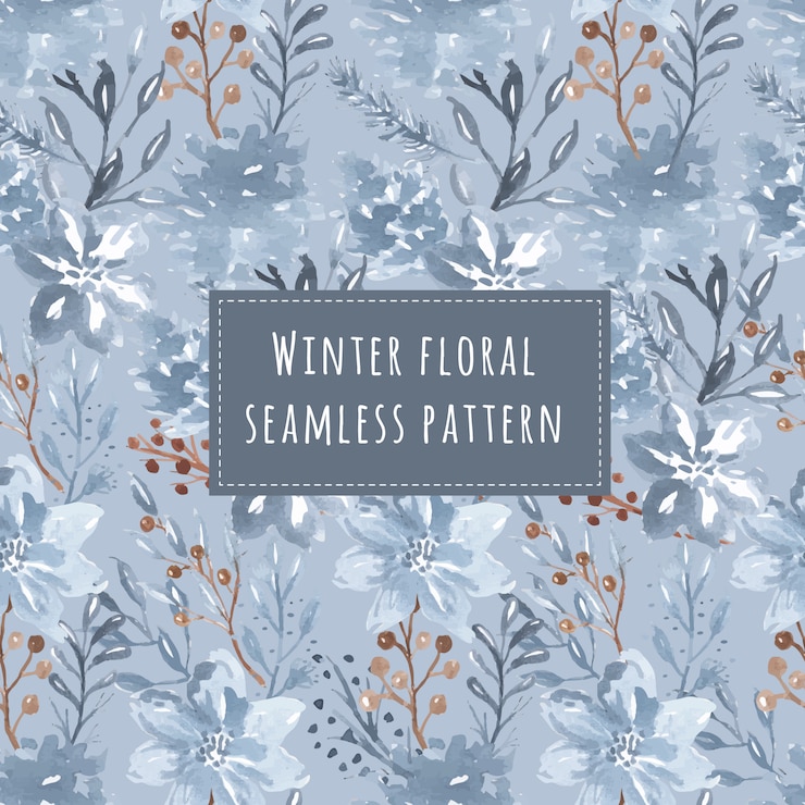 Vector seamless pattern of winter floral watercolor