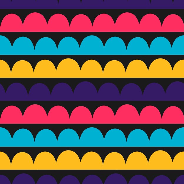 Seamless pattern with abstract geometric shapes and black background