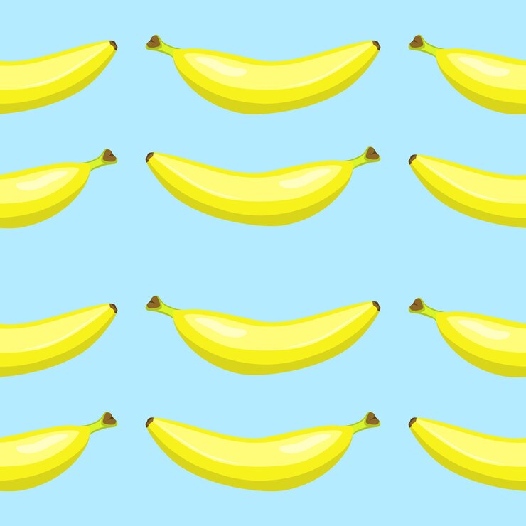 Seamless pattern with bananas in flat style vector illustration isolated on blue background