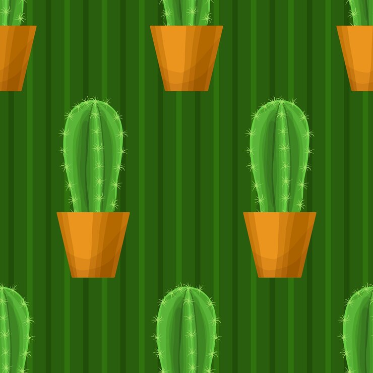 Vector seamless pattern with cactus