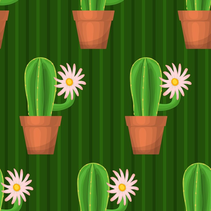 Vector seamless pattern with cactus