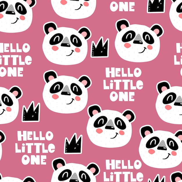 Seamless pattern with cartoon pandas
