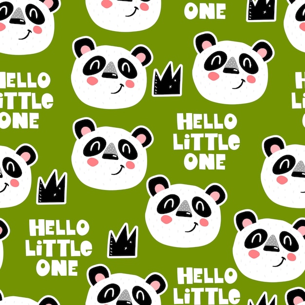 Seamless pattern with cartoon pandas