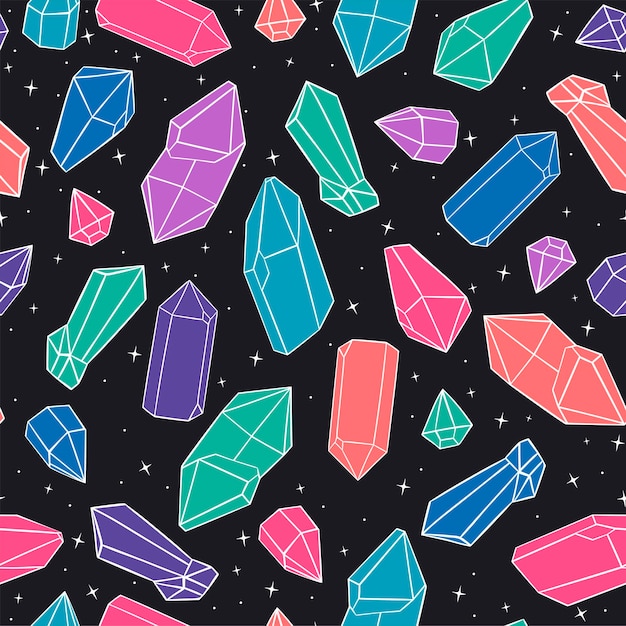 seamless pattern with colorful crystals vector graphics