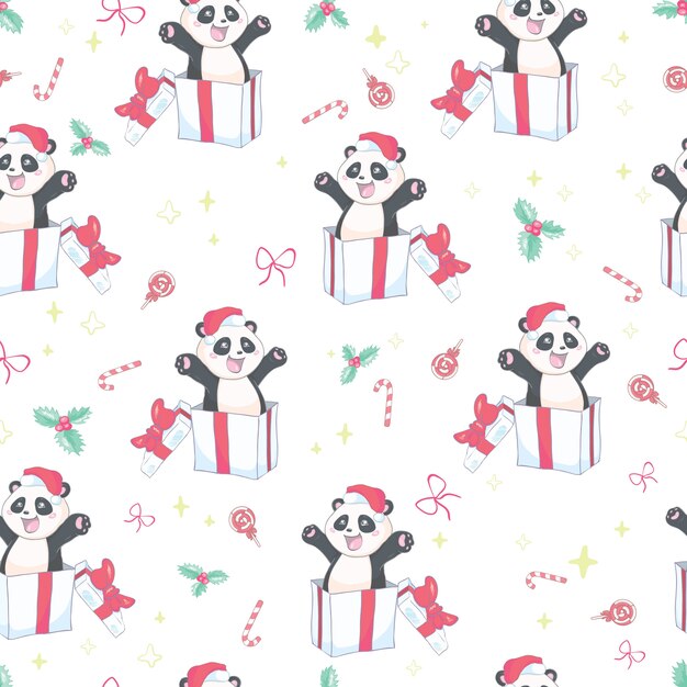 seamless pattern with cute panda 