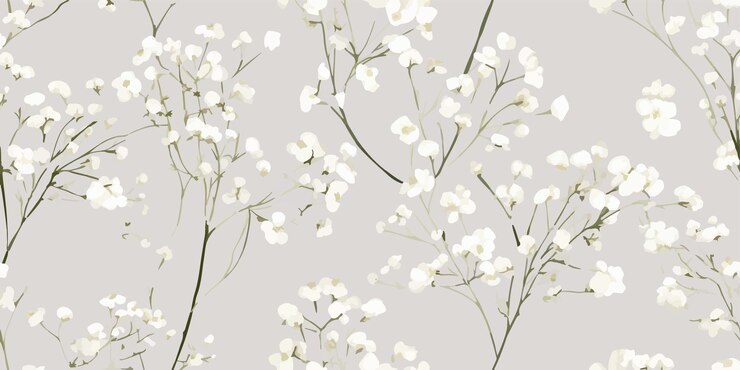 Seamless pattern with cute tiny flowers Background texture with white gypsophila illustration for
