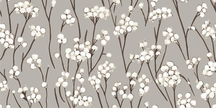 Seamless pattern with cute tiny flowers Background texture with white gypsophila illustration for