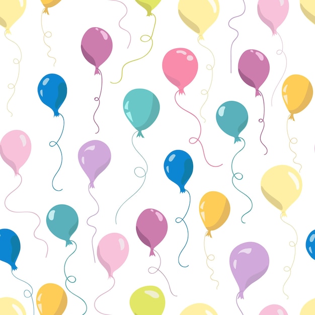 Seamless pattern with flying air balloons. Hand drawn vector illustration. Seamless pattern for wallpapers, kids textile, cards, stationery, wrapping.