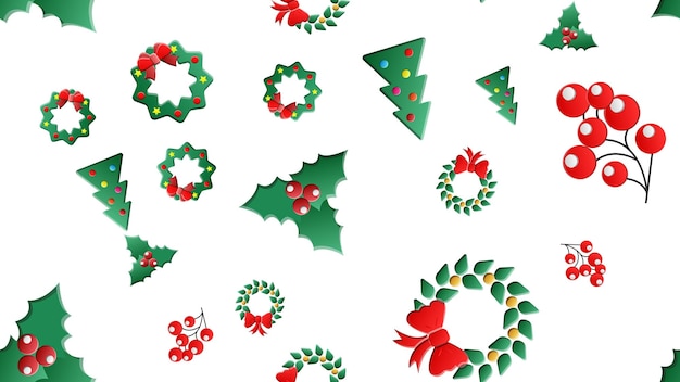 Seamless pattern with icons of christmas items Vector illustration