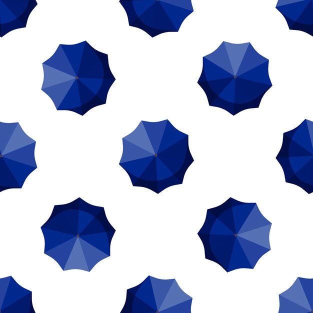 Seamless pattern with open blue umbrellas providing protection from rain or sun