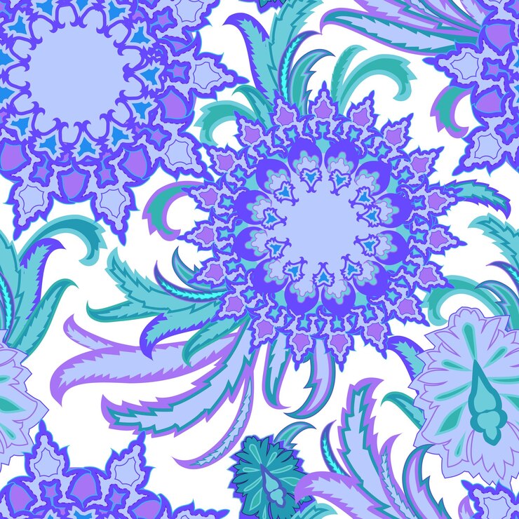 Vector seamless pattern with paisley flower ornament background