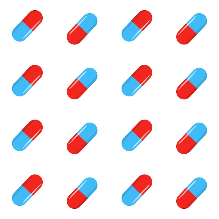 Vector seamless pattern with pills and capsules