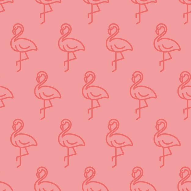 Seamless pattern with pink flamingo birds