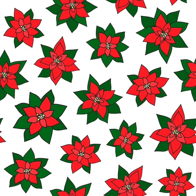seamless pattern with poinsettia flowers