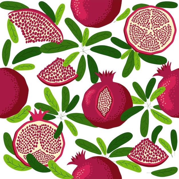 Seamless pattern with pomegranates Decorative patterns of the pomegranate fruit Shana Tova Jewish New Year