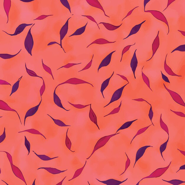 Seamless pattern with red and purple fish on a pink background.