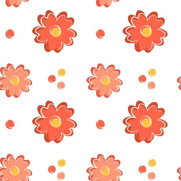 seamless pattern with red flowers on white background