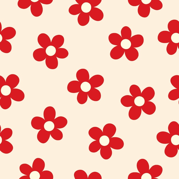 seamless pattern with red flowers