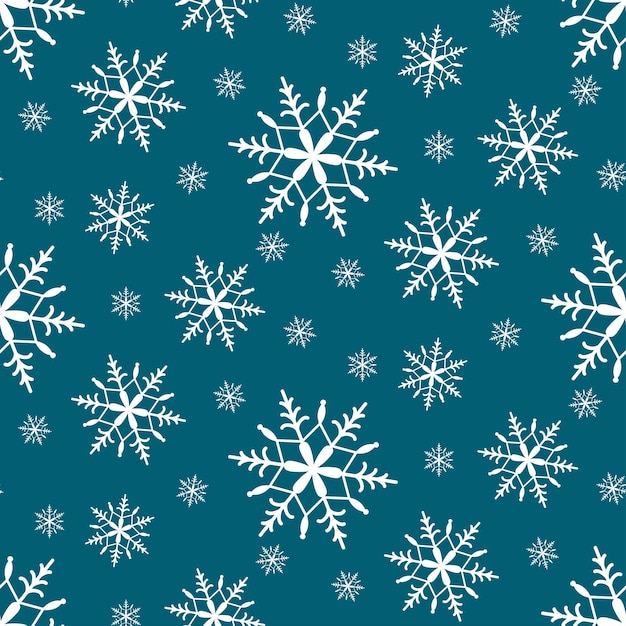 seamless pattern with snowflakes on a turquoise background christmas and new year wrapping paper