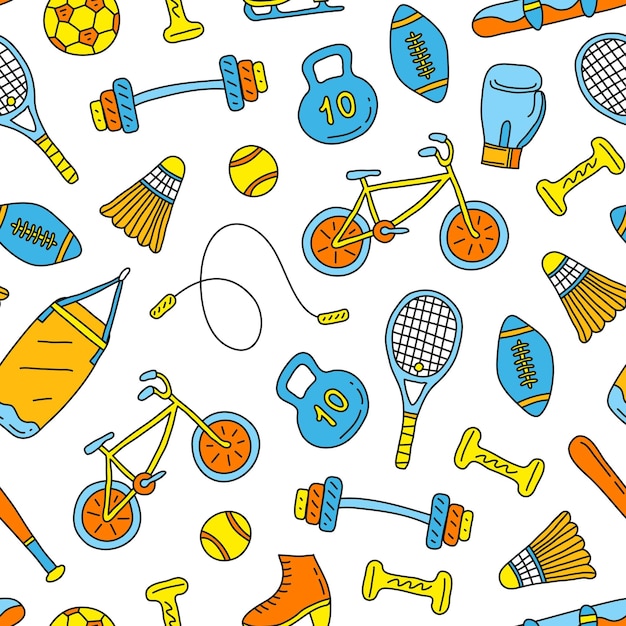 Seamless pattern with sport items