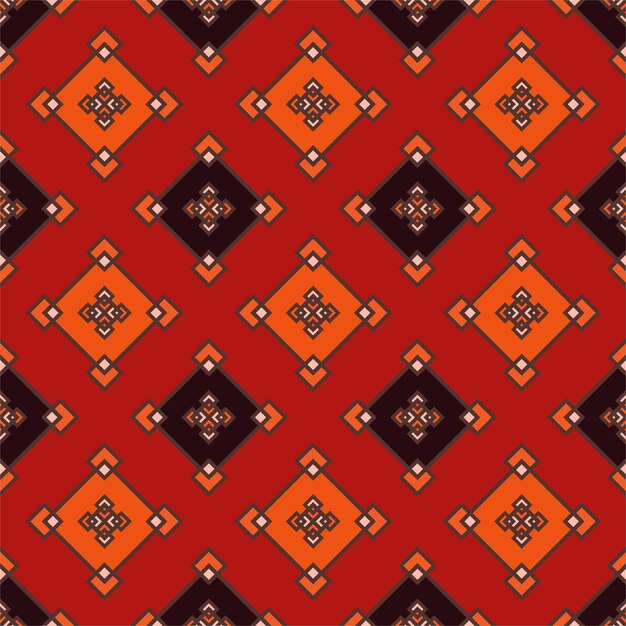Seamless pattern with squares on a red background