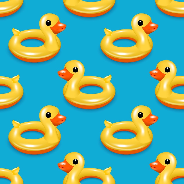 Vector seamless pattern with yellow duck toy vector