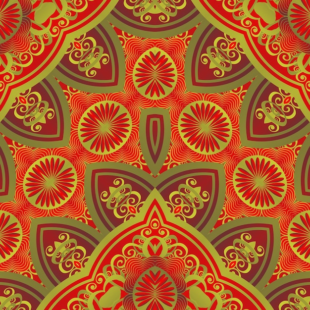 seamless textured abstract background in red with golden brown lines