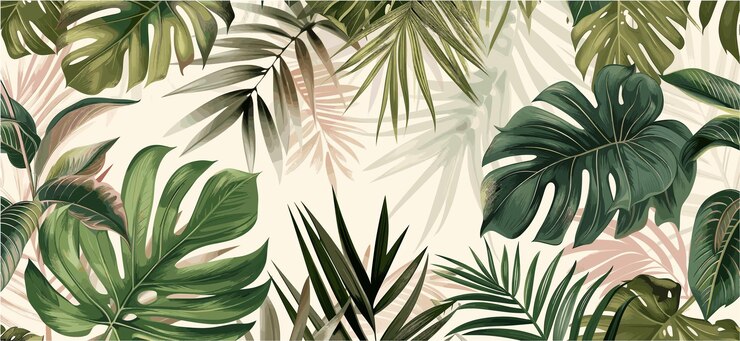 Vector seamless tropical foliage wallpaper vector design