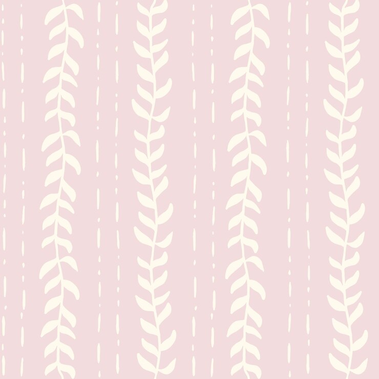 Seamless vector pattern white leaves on vines on a pink background textile wallpaper home decor
