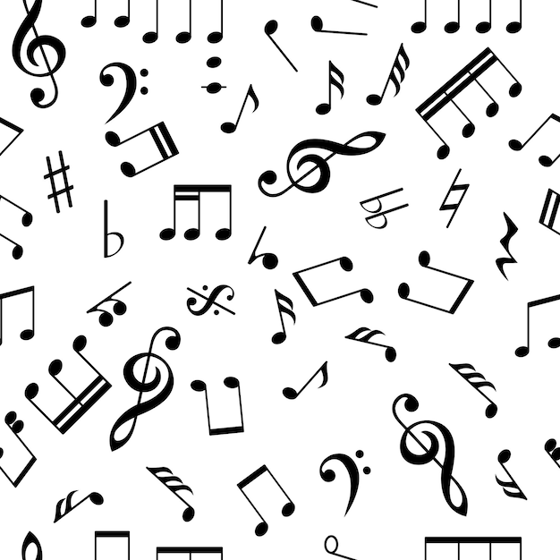 seamless vector pattern with musical notes on a white background
