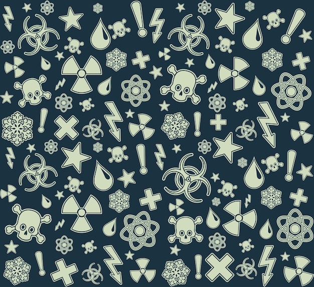 Seamless warning symbols pattern background. Vector illustration.