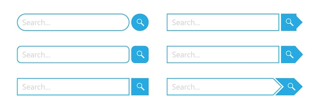 Search bar - element web design. Set of search interface templates. Vector illustration.
