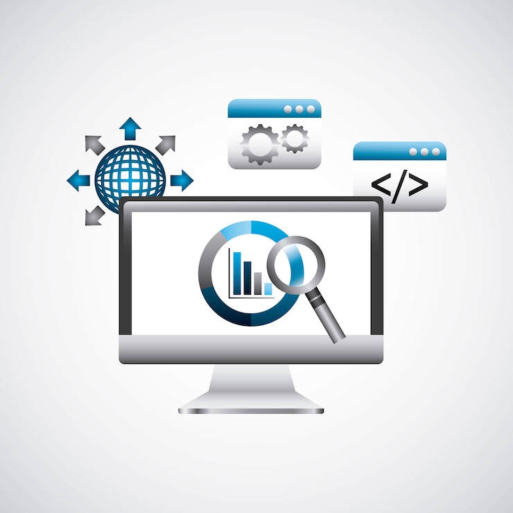 Vector search engine optimization flat icons