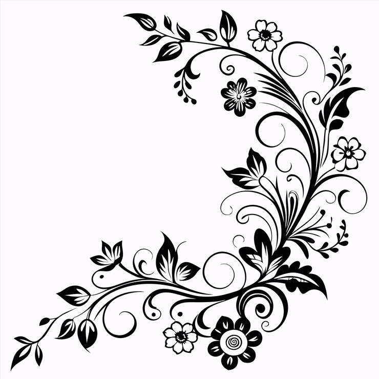 Vector sebuah gambar desain floral dengan bunga di atasnya