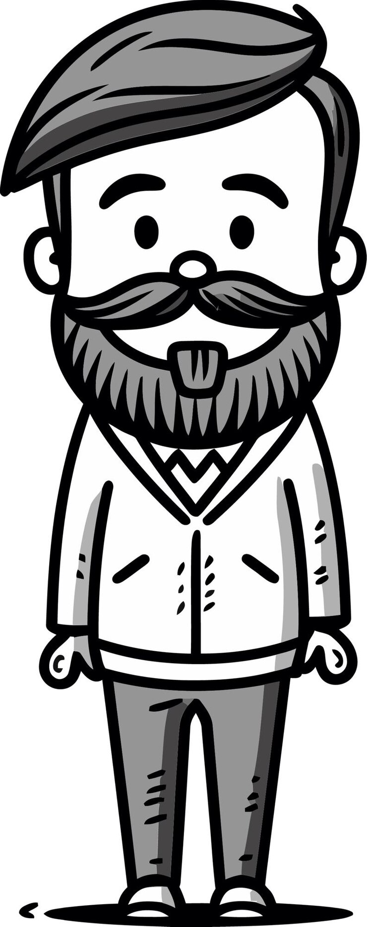 Vector sebuah gambar kartun seorang pria dengan janggut dan kumis