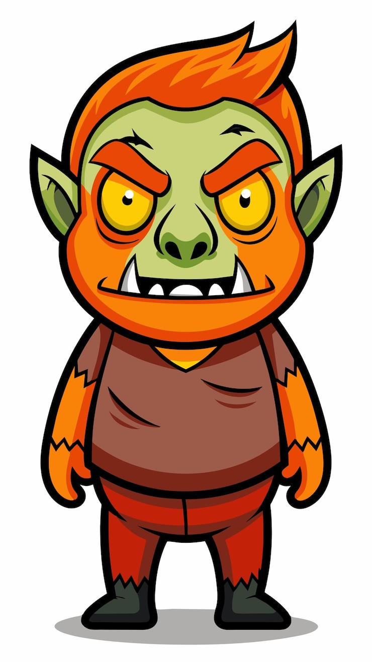 Vector sebuah kartun monster dengan wajah lucu
