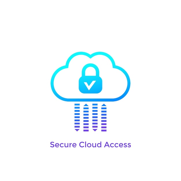 Secure cloud access, safe, protected hosting vector icon