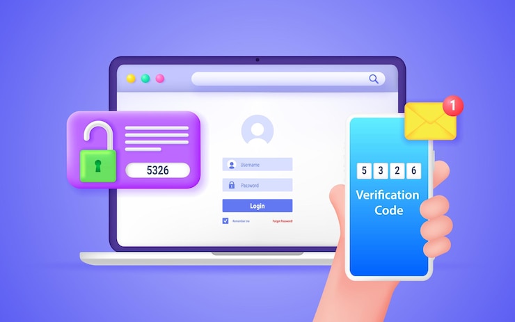 Vector secure password verification with twofactor authentication sms notification with a security code on a smartphone 2fa checking the entrance on the site