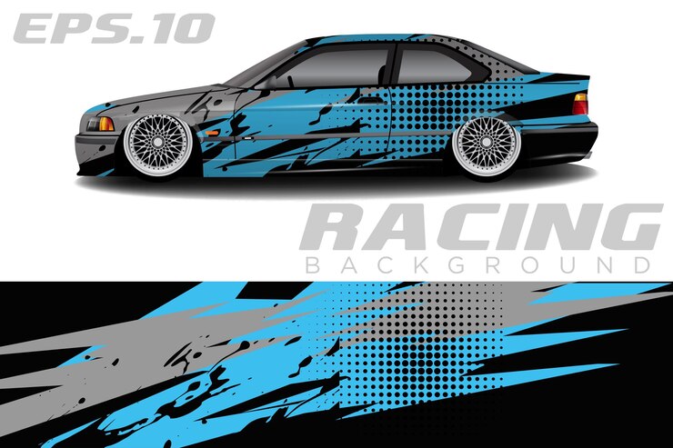 Vector sedan car livery vector graphics abstract racing background design for car, motorcycle and other veh