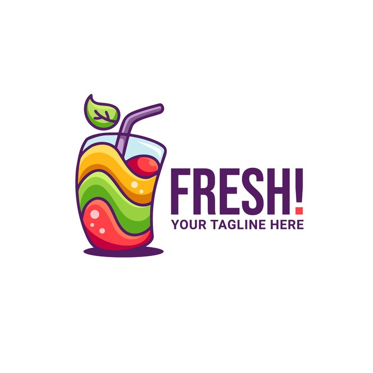 Segelas Logo Smoothie Jus Buah Segar Berwarna-warni