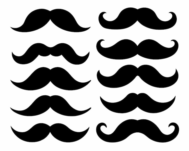 Vector sejumlah kumis berwarna berbeda dengan latar belakang putih