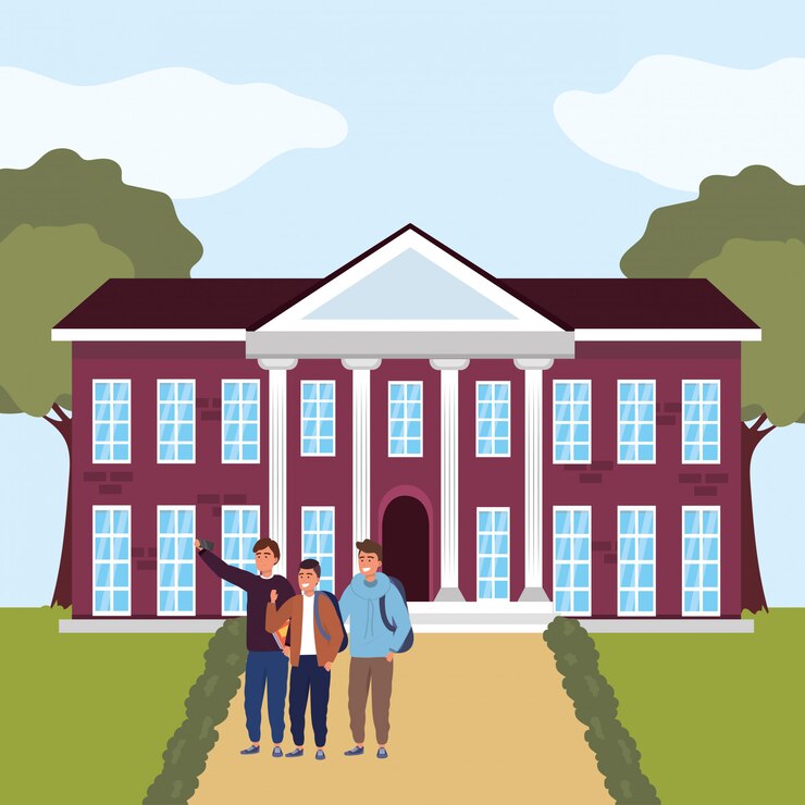 Vector sekelompok mahasiswa millennial di kampus