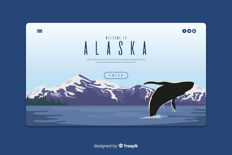 Vector selamat datang di templat halaman arahan alaska