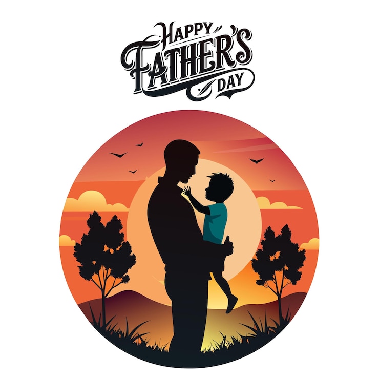 Vector selamat hari ayah dengan ikatan indah antara ayah dan anak yang merayakan