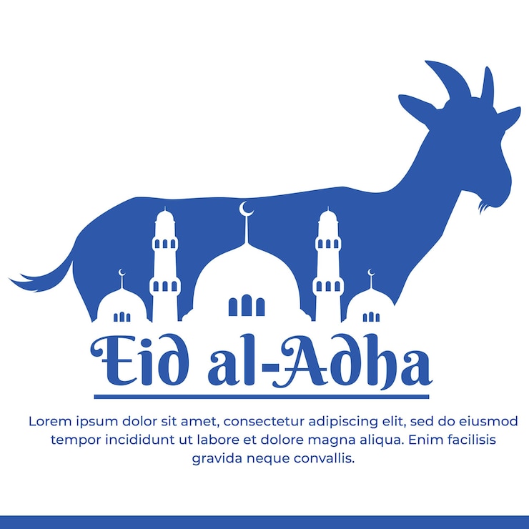 Vector selamat hari raya idul adha templat selamat hari raya idul adha untuk umat muslim dengan siluet kambing dan desain islami