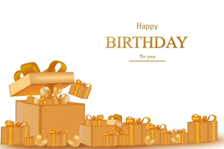 Selamat ulang tahun dengan kotak hadiah berisi balon
