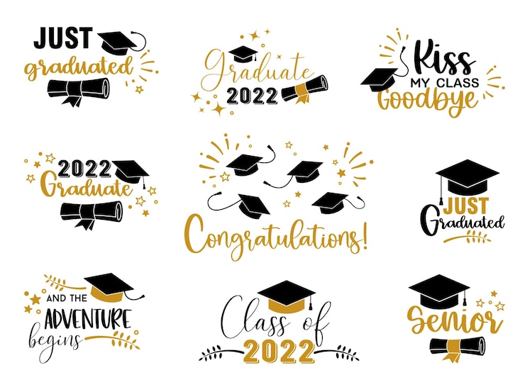 Vector selamat wisuda di universitas sekolah atau perguruan tinggi inskripsi kaligrafi trendi