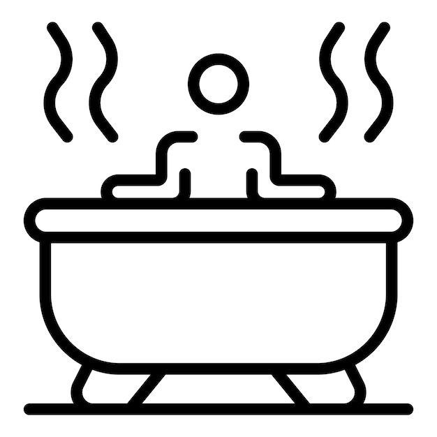 Self care hot bathtub icon Outline self care hot bathtub vector icon for web design isolated on white background
